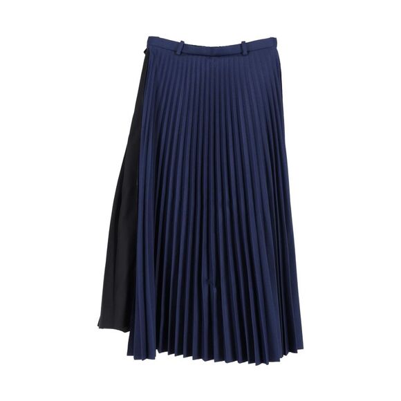 Balenciaga Dresses & Skirts - Balenciaga Pleated Midi Skirt in Navy Blue Polyester